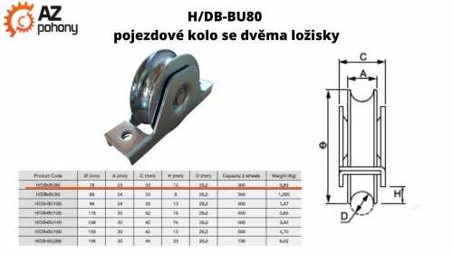 H/DB-BU80 - pojezdové kolo se dvěma ložisky